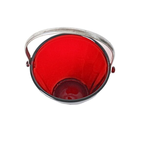 Vintage Royal Ruby Ice Bucket with Handle Barware 1940s - Picture 4 of 6